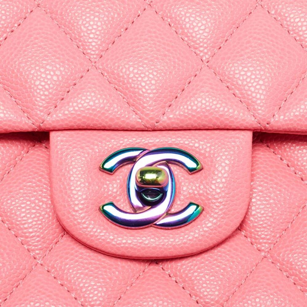 Chanel Pink Quilted Caviar Leather Medium Classic Double Flap Bag - Picture 5 of 7